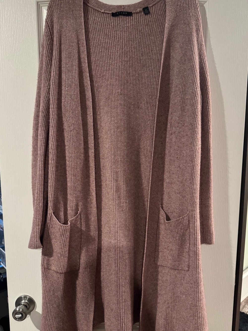 Cyrus Dusty Rose Open-Front Ribbed Cardigan
